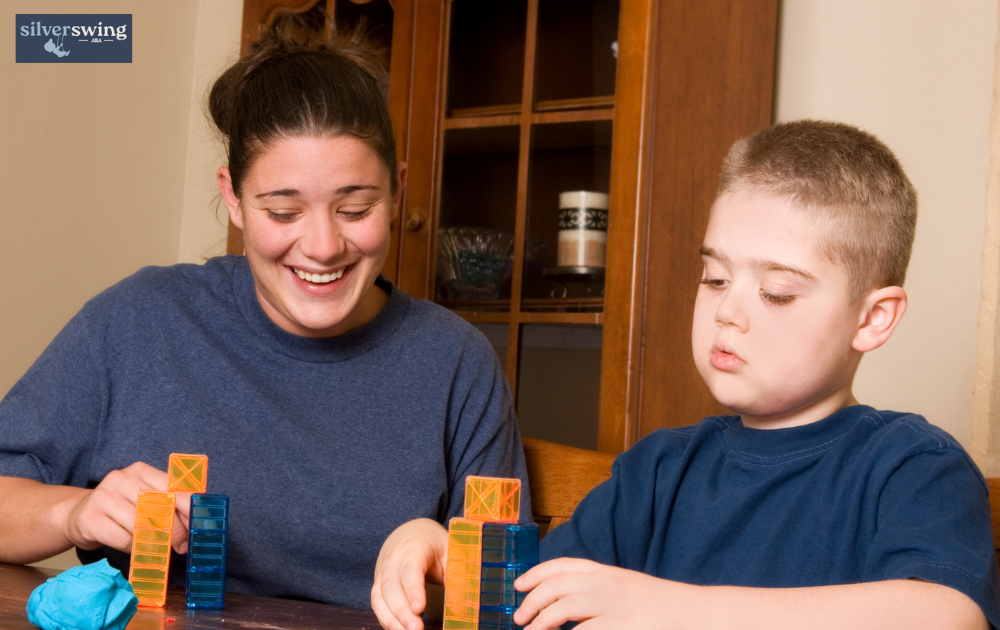 ABA therapist playing with a child