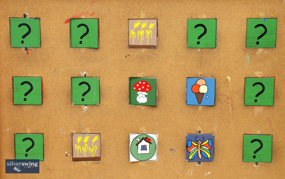 Colorful matching game cards on a board